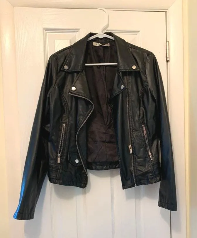 Faux Leather Jacket Black Size M - Image 2