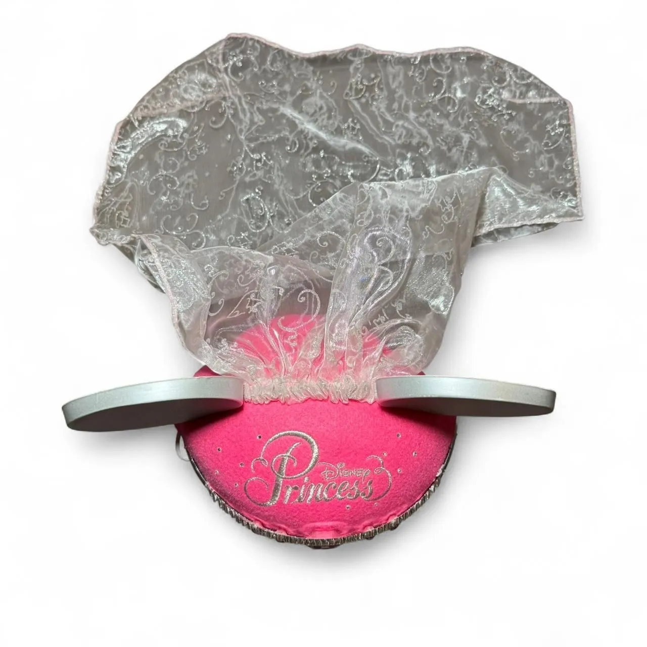Disney Parks Princess Bridal Minnie Mouse Ears Hat with Veil – Pink Tiara Heart - Image 2