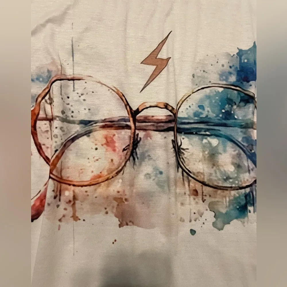 Size Medium Harry Potter Glasses White Short Sleeved Shirt for Women or Girls - Image 2
