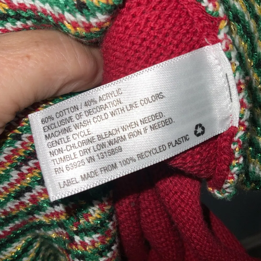 Isabel Maternity Red~White~Green Ugly Christmas Sweater “Bundle Of Joy” Medium - Image 11
