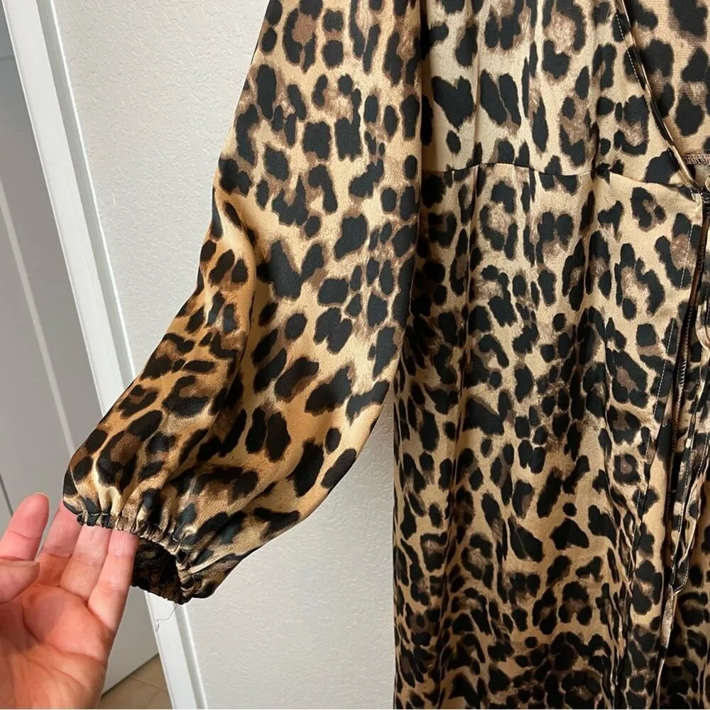 COTTON CANDY LA Leopard Long Sleeve Duster Size L - Image 2