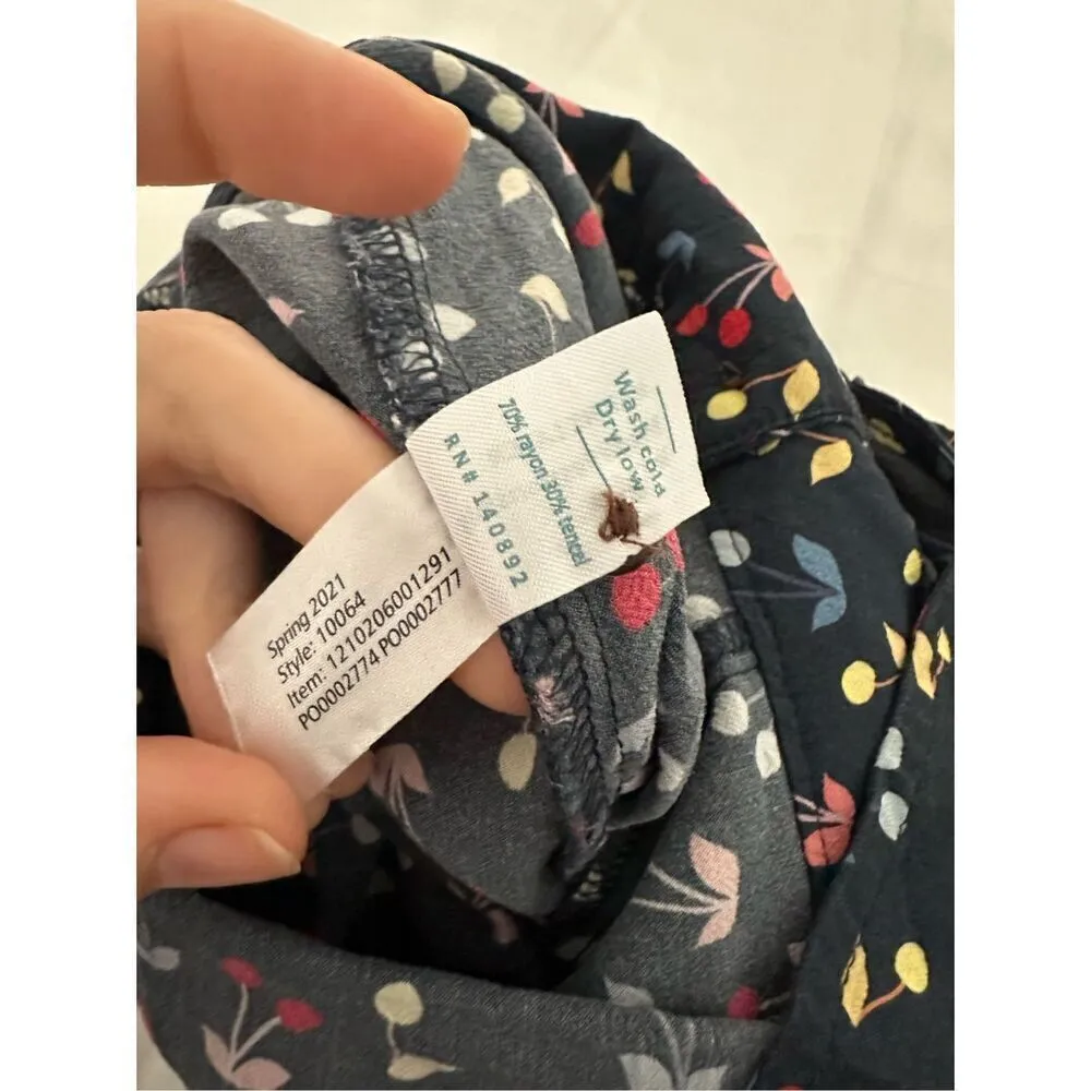 NWT Marine Layer Holli Sleeveless Jumpsuit Blue Cherry Print Pockets Tie Belt XS - Image 10