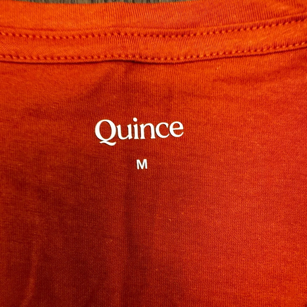 Quince Women's Orange V-Neck Top size medium - Image 2