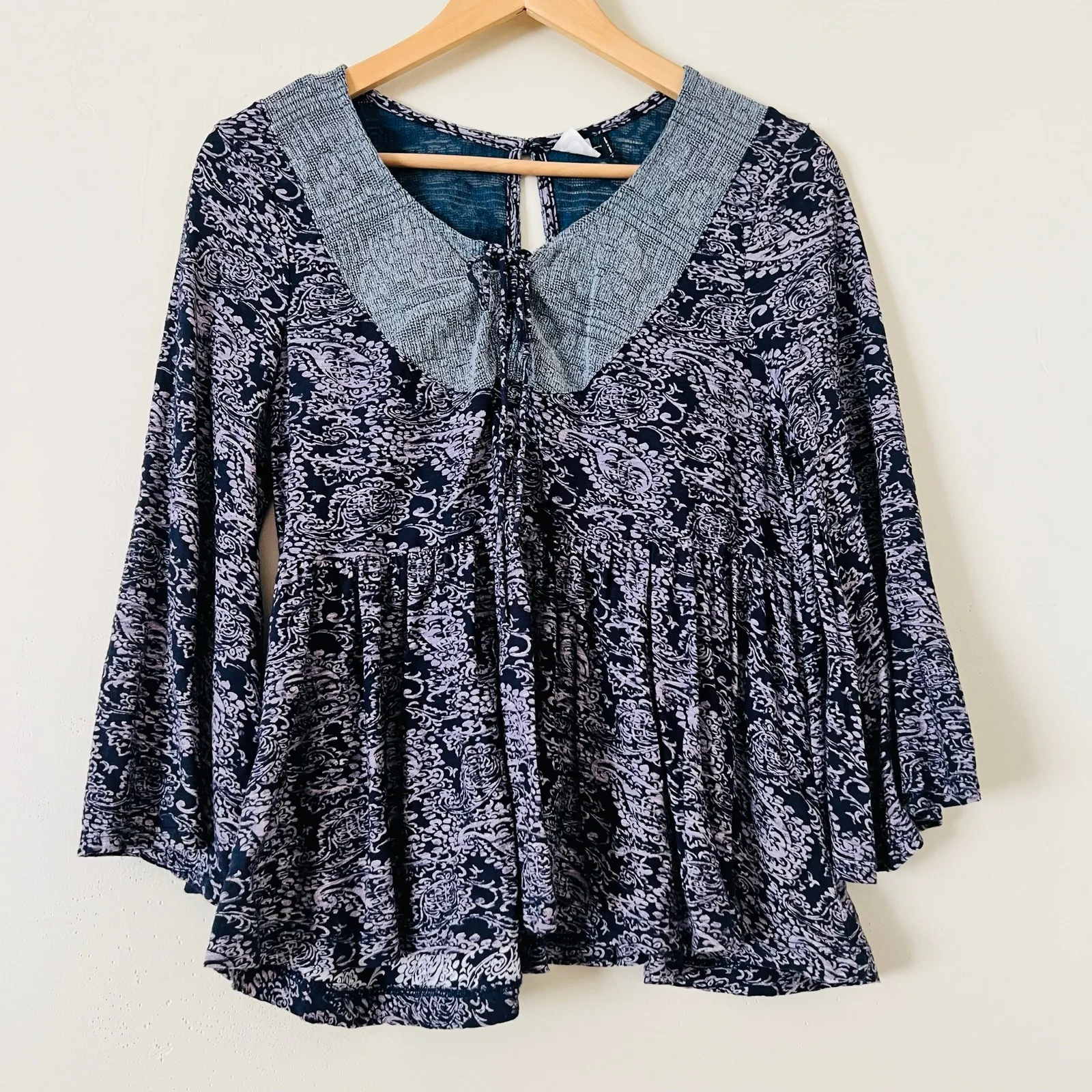 Anthropologie Marcella Peasant Top S Women's Blouse Purple Bell Boho Baby Doll - Image 3