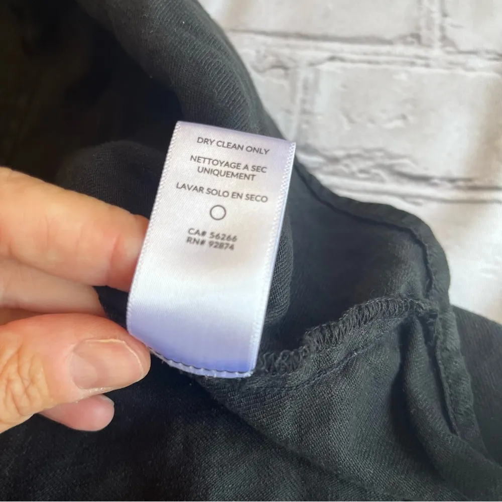 Splendid Sundress Linen Tencel Size XS Black Button Detail Tie Front EUC Resort - Image 9