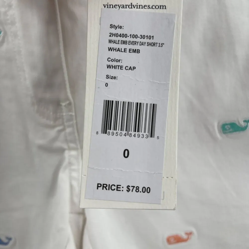 Vineyard Vines Whale Embroidered Every Day Shorts 3.5" Inseam White 0 - Image 3