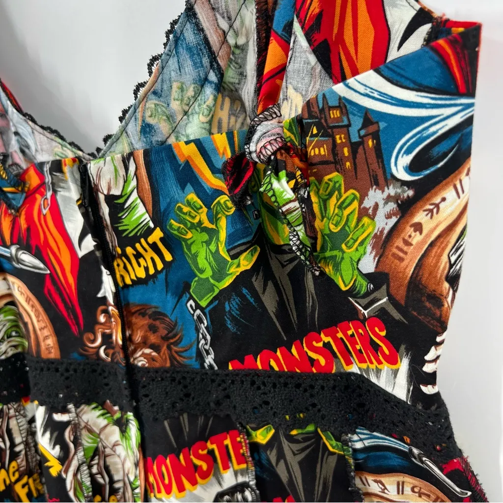 Shrine Of Hollywood Vintage Cocktail Dress Classic Monster Print - Image 11