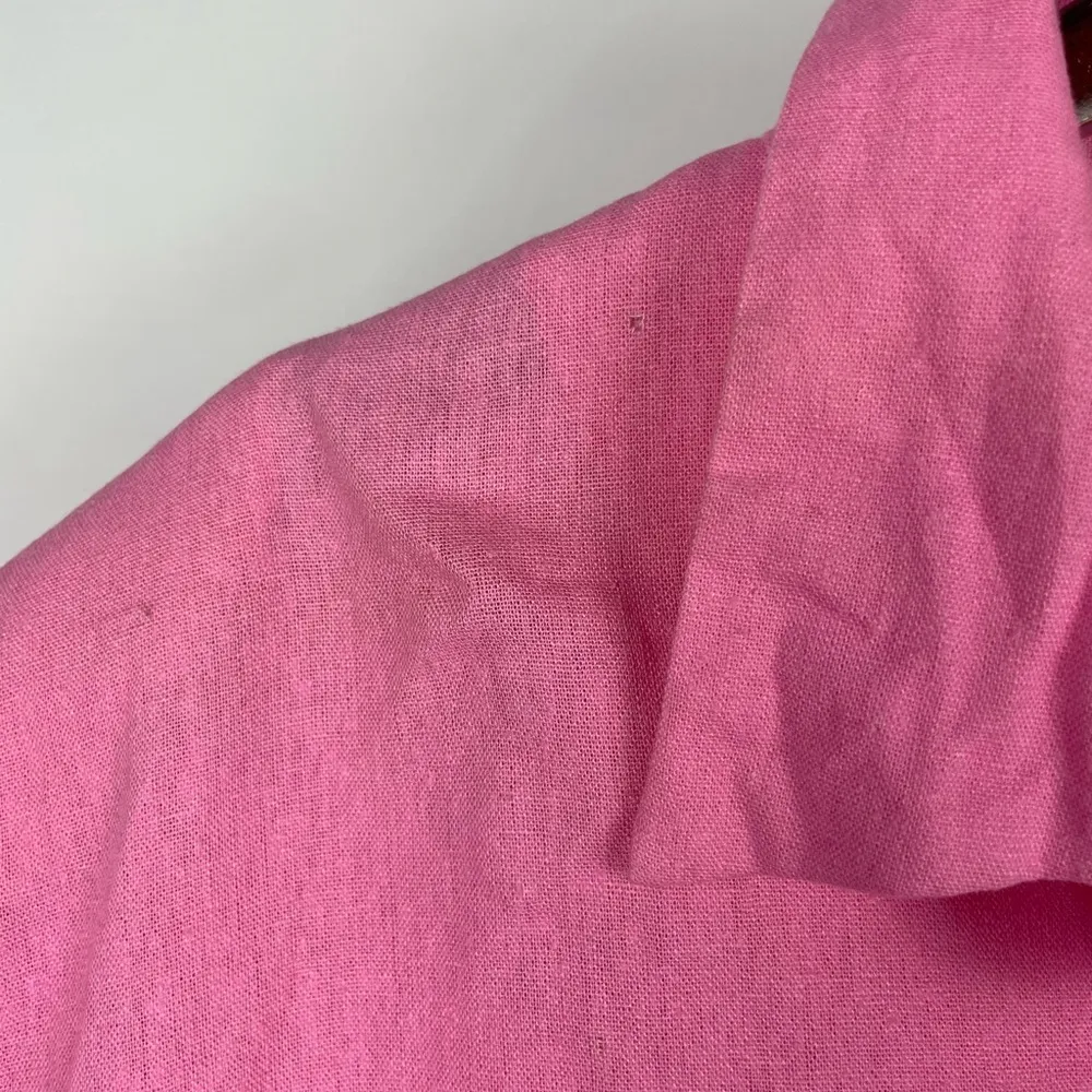 Anna Maxwell Pink Linen Blend Embroidered Floral Short Sleeve Button Up Shirt Size 5X - Image 5