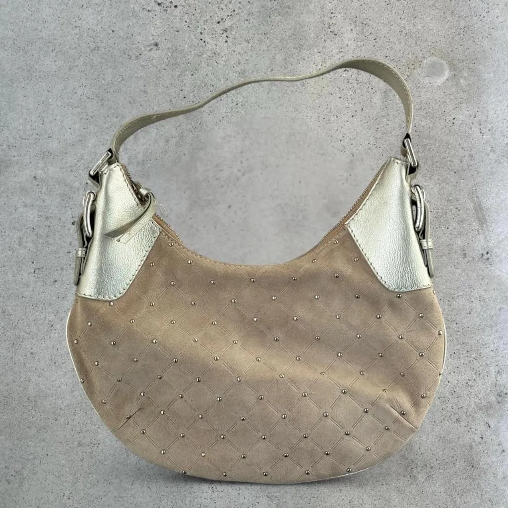 2000s suede studded shoulder bag - Image 4