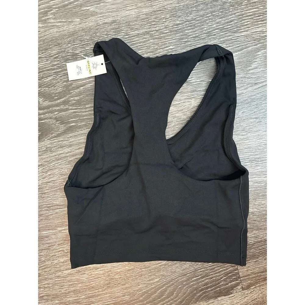 NWT OFFLINE By Aerie Racer Back Sports Bra Black Size XXS - Image 3