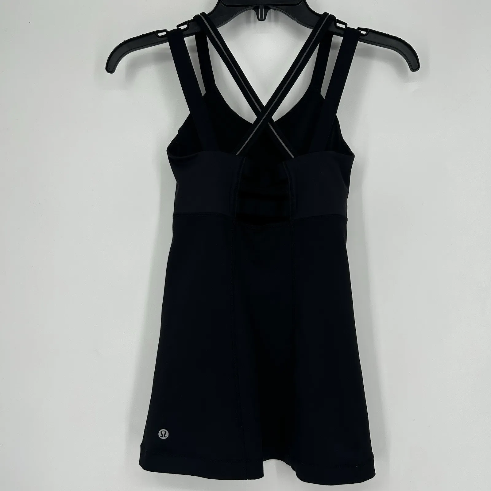 Lululemon Happy Strappy Tank Top Black Reflective Cross Straps Active Size 2 - Image 5