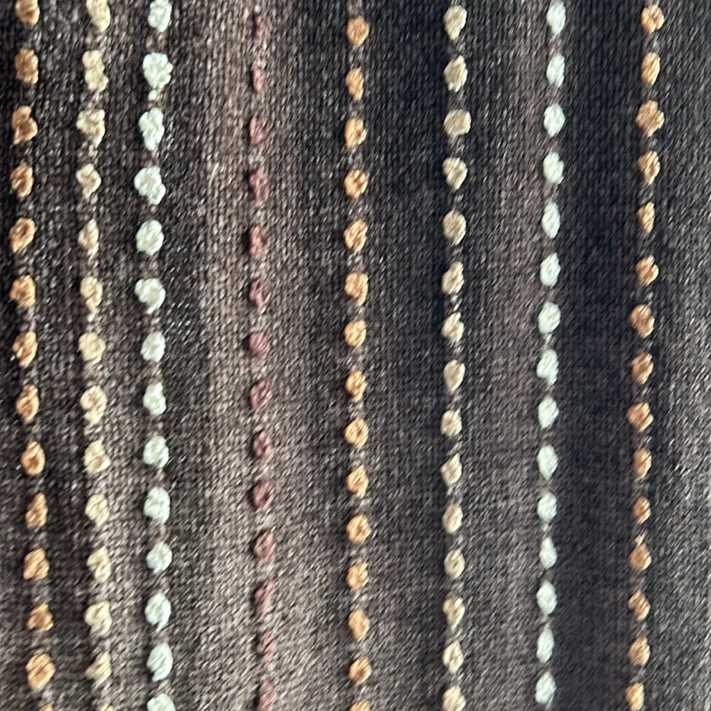 Chenille neutral striped brown tan carmel and cream textured scarf with fringe - Image 4