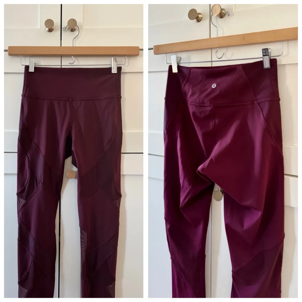 Lululemon Wunder Under High-Rise Tight 28" Mesh Leggings, Garnet (Red) sz. 6 - Image 4