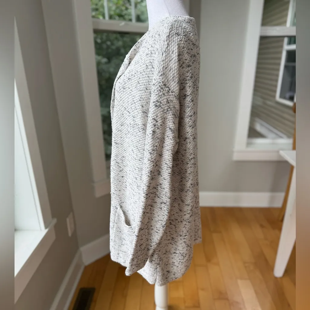 PureJill J. Jill White Speckled Shaker Knit Cotton Open Cardigan Sweater Large - Image 2