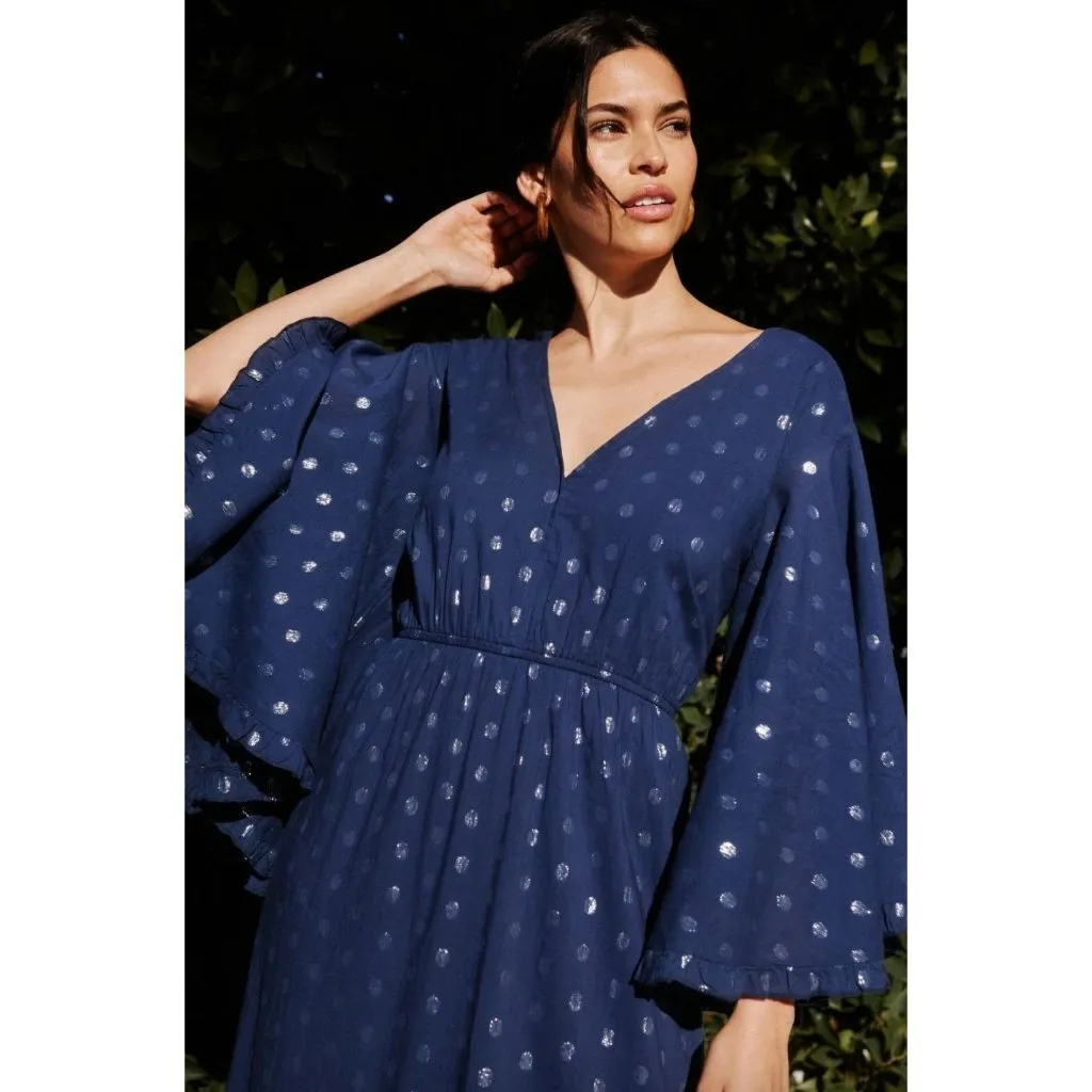 PQ Swim Amber Metallic Maxi Dress Sapphire Blue Silver Womens Size XS/S - Image 3