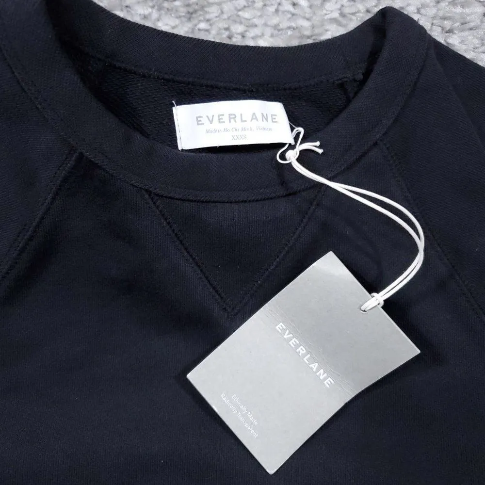 Everlane Unisex French Terry Crew Sweatshirt Black Size XXXS Sweater Oversized - Image 7