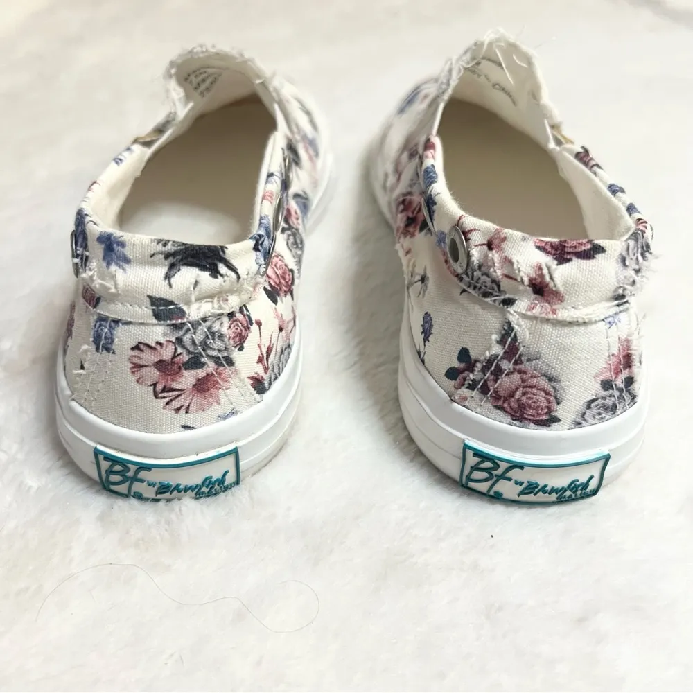 Blowfish White Floral Canvas Slip-On Sneakers Size 7.5 Mariachi White Pink Blue - Image 6
