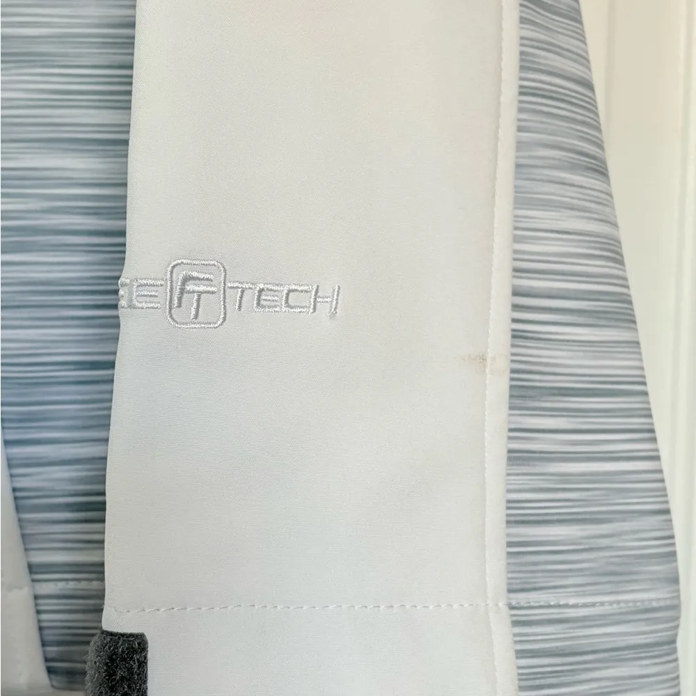 FreeTech Softshell Hoodie Jacket Vest Size Large White Gray Full Zip Fleece - Image 2