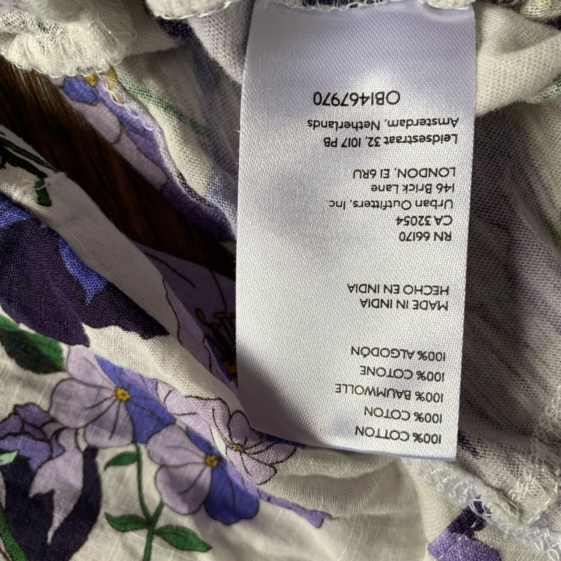 Anthropologie White Purple Floral Balloon Sleeve Crop Top XS - Image 4