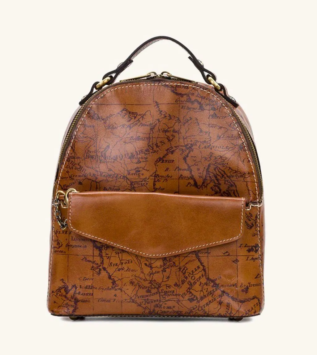 Patricia Nash leather Montioni Convertible Backpack Signature Map brown - Image 1