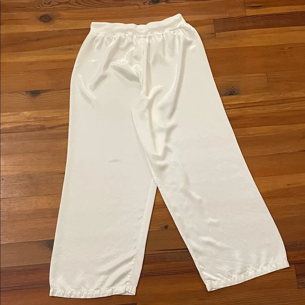 Pj Harlow White Jolie Silk Satin Wide Leg Lounge Pants Womens Size XL - Image 5