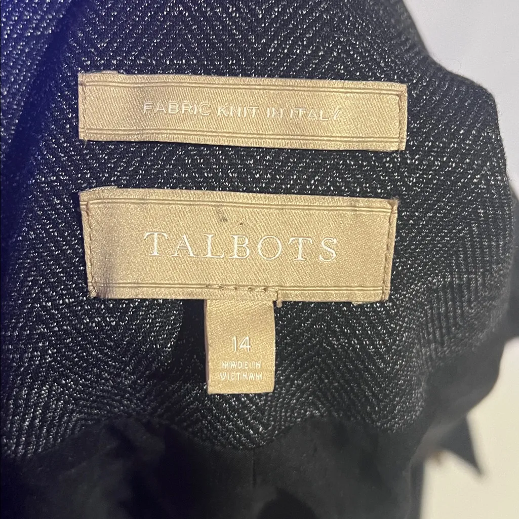 TALBOTS ITALIAN LUXE KNIT HERRINGBONE JACKET PANTSUIT  SIZE 16 - Image 7