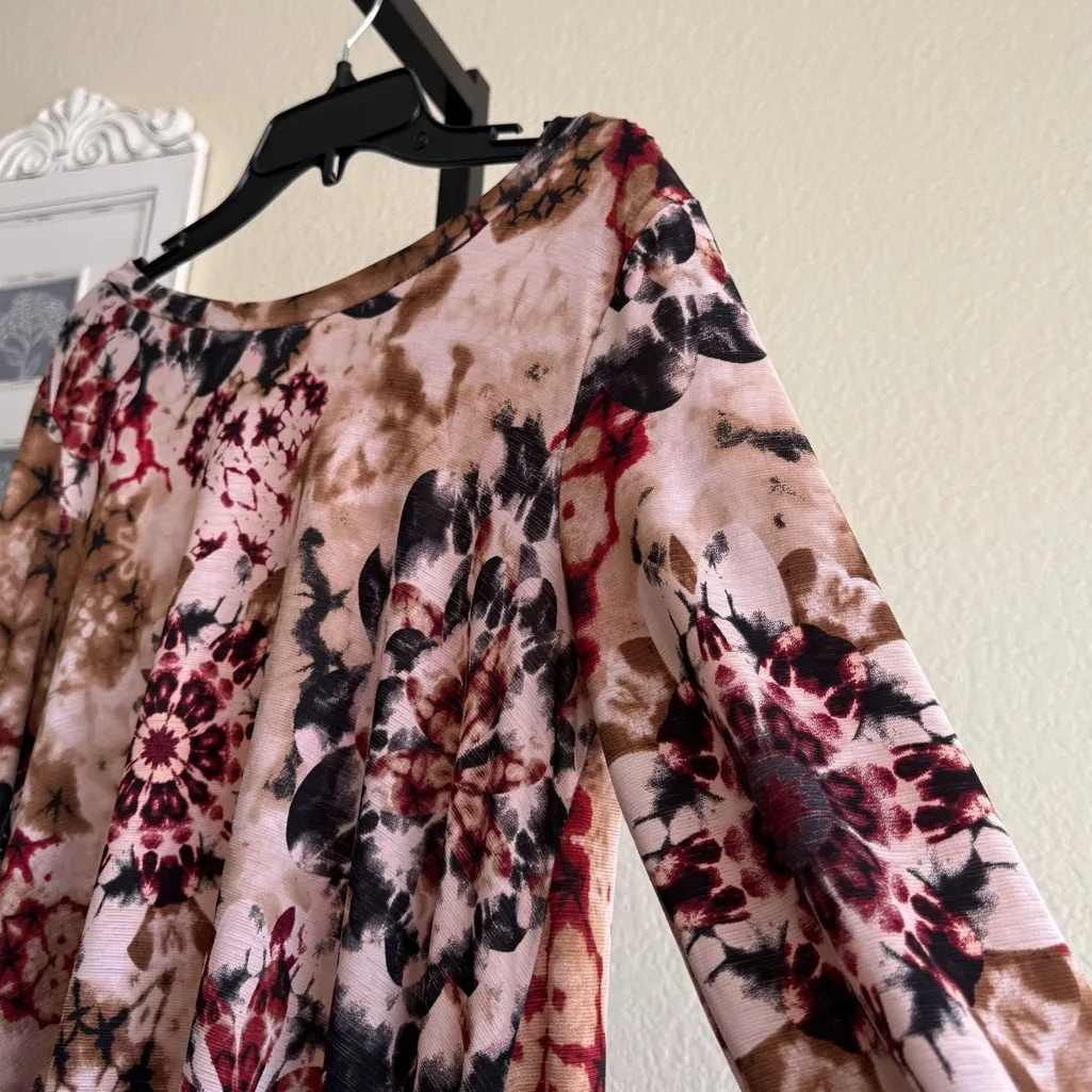 High Low Dress Large Asymmetrical Ruffle Hem Long Sleeve Stretch Flowy Modesty - Image 4