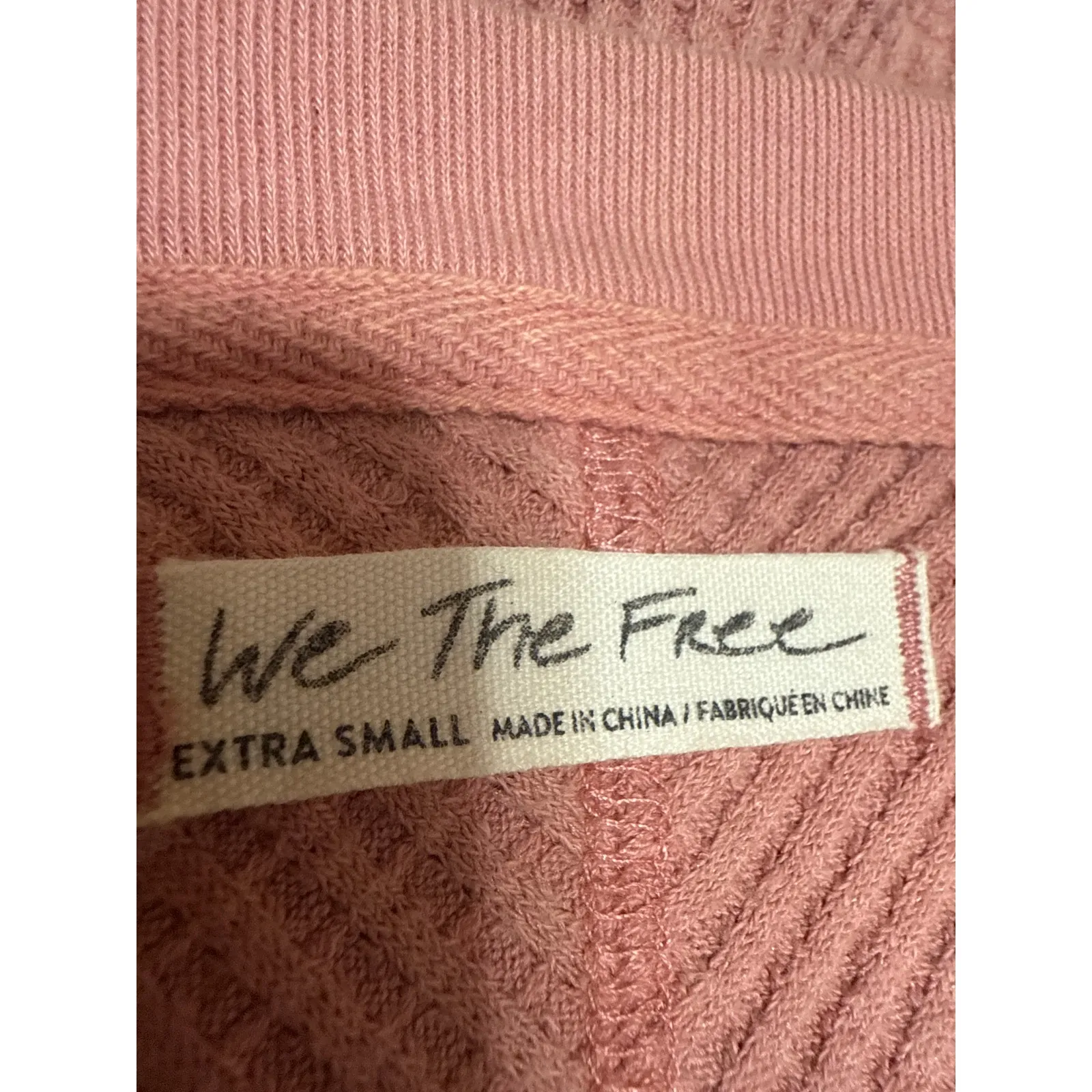 Free People We The Free Pink Monterey Long Sleeve Thermal Sweater Top Size XS - Image 4