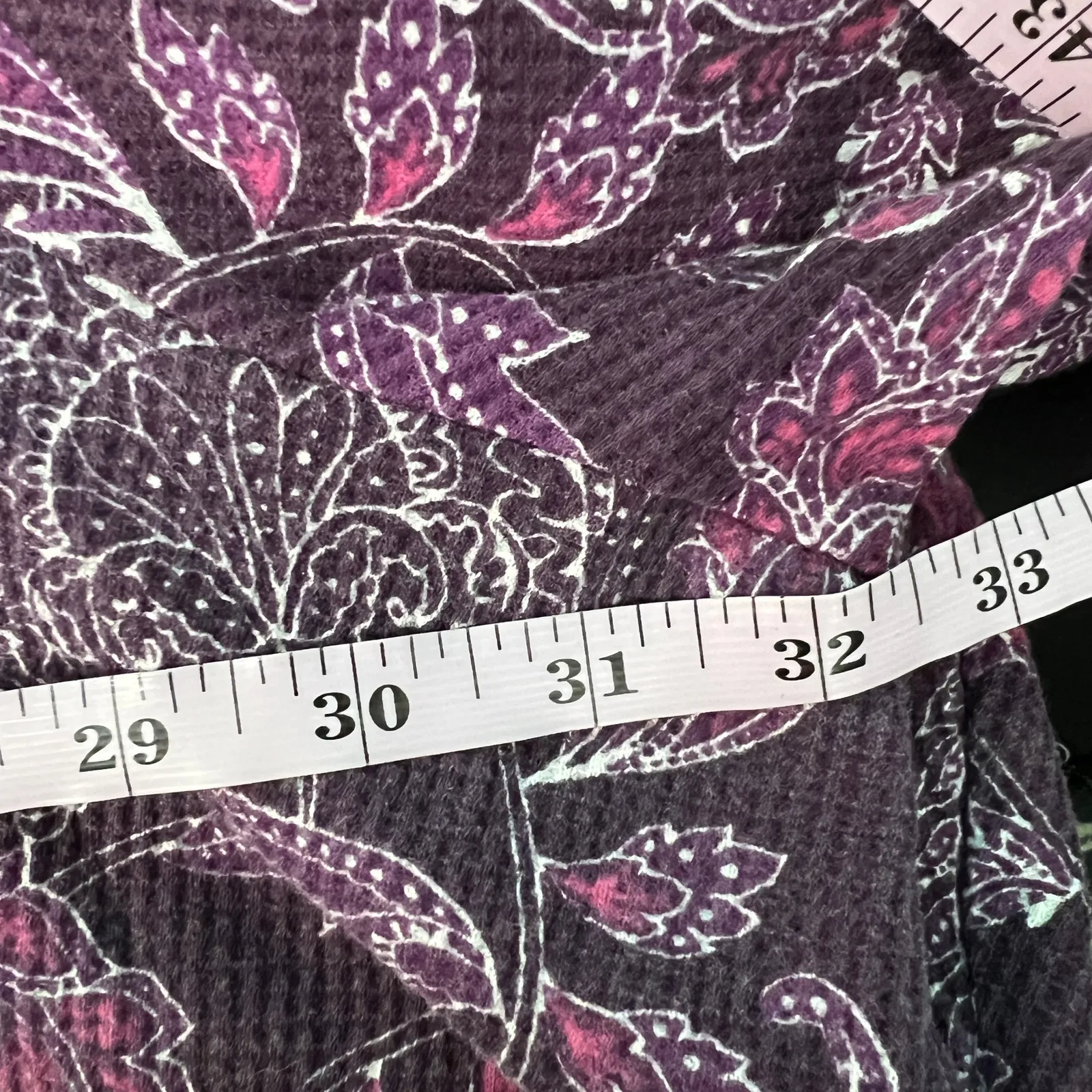 Roaman's Floral Thermal Top/Sweater Womens 4X Waffle Knit Cotton Relaxed Casual Purple - Image 9