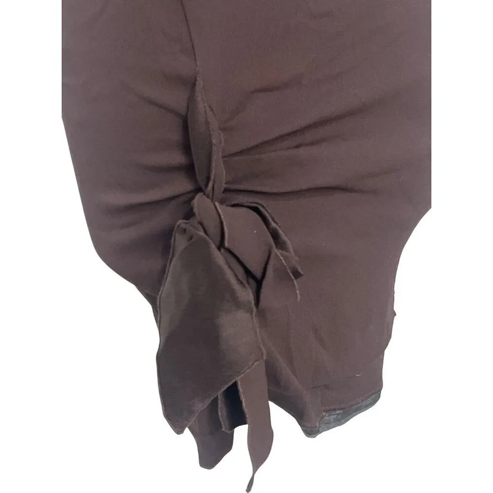 Blumarine Tie Mini Skirt in Testa Di Moro Brown 36 New Womens Ruffle Mini Size undefined - Image 6