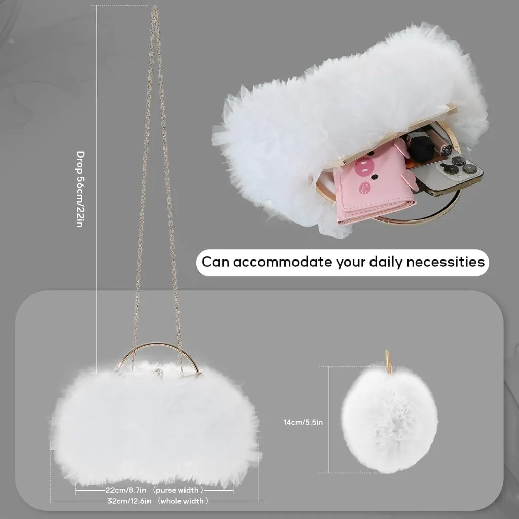 ⚡Women's Formal Flower Satin Metal Frame Evening White Crossbody Clutch Handbag - Image 4