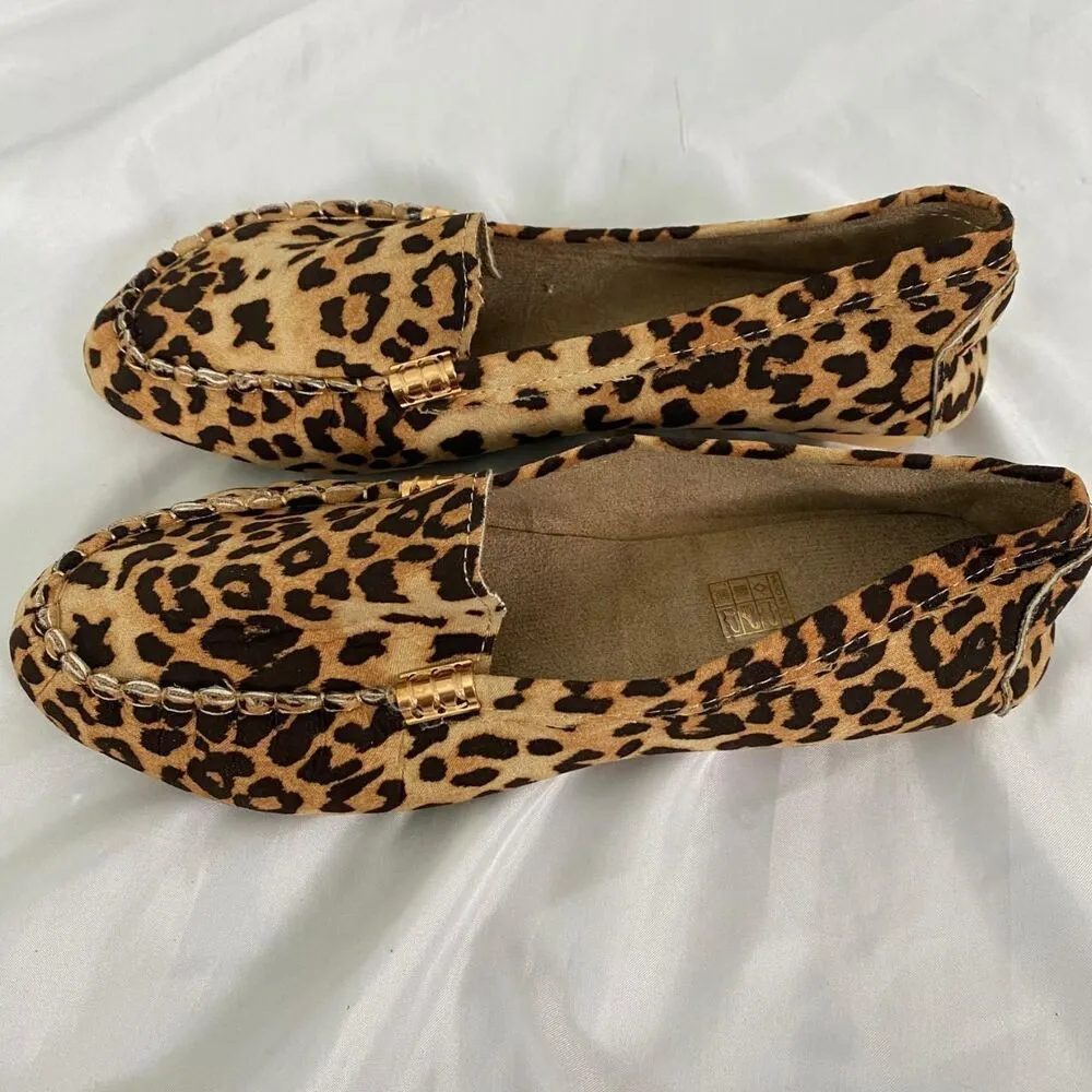 Y2K Leopard Animal Cheetah Print Brown Tan Slip On Loafers EU 42 US 11.5 - Image 2