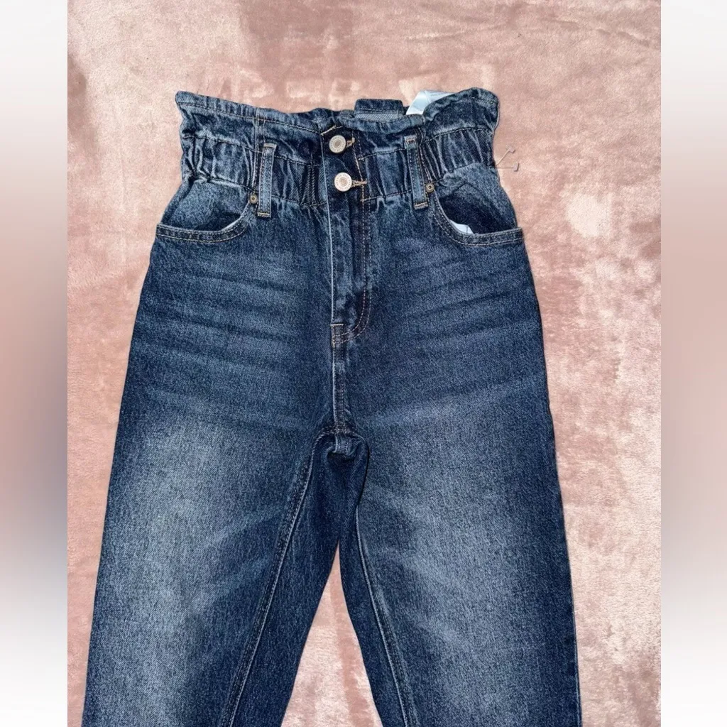 Kancan Exclusively For Maurice Women’s Blue Denim Paper Bag Elastic‎ Waist Sz 23 - Image 2