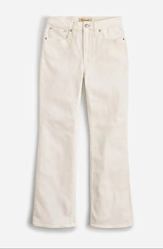 Madewell Kick Out Crop Jeans Pure White Stretch Mid Rise Flare NI961 US 26 NWT - Image 5