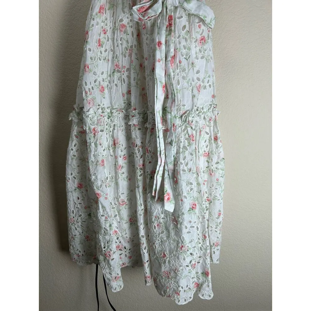 LoveShackFancy Clementine Eyelet Dress Size 2 Coquette Floral Girly Midi Length - Image 8