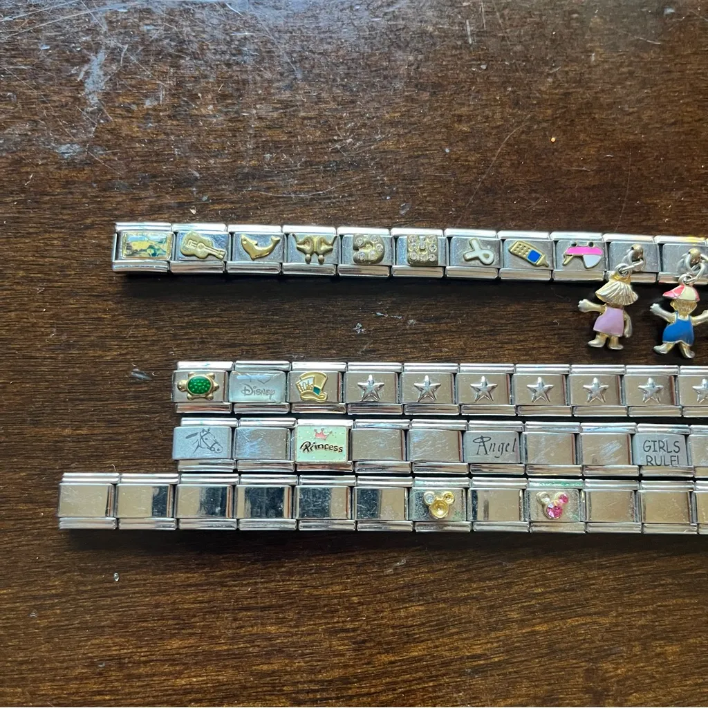 Assorted Italian Charm Bracelet Lot Silver - Image 2