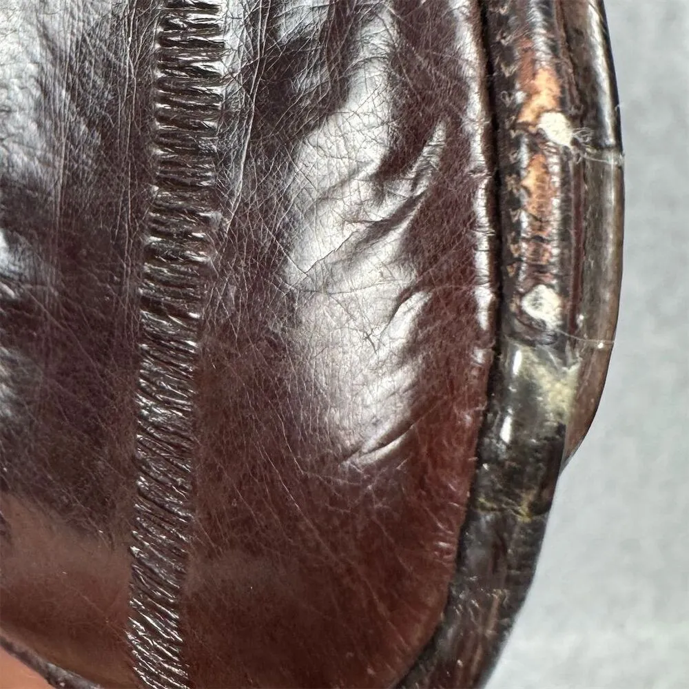 Vintage Eel Skin Shoulder Bag Deep Burgundy Flap Top Multiple Compartments - Image 4