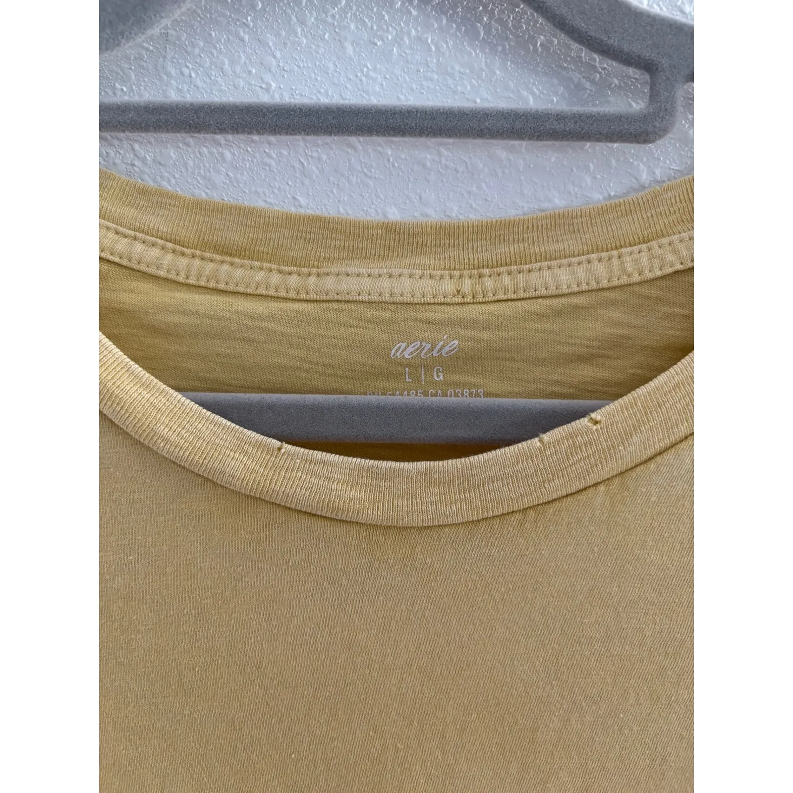 Aerie Shirt Womens Large Yellow Distressed Oversized Boho Soft Lounge Sporty - Image 3