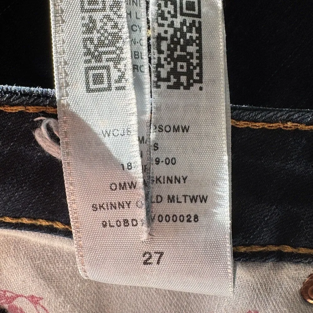 True Religion SZ 27 Skinny Jeans Low-Rise Embroidered Pockets Zip-Fly Dark Wash - Image 12