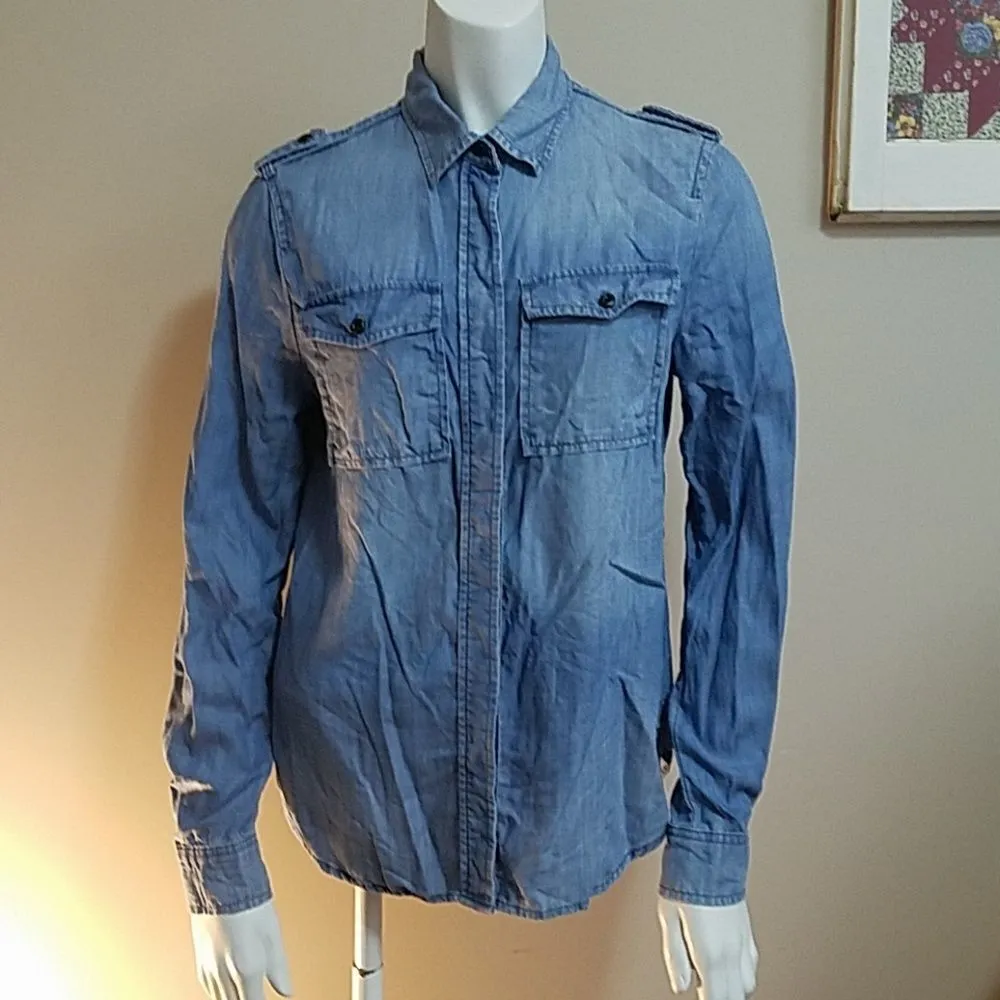 Frame Denim Blue Button Down Shirt (XS) - Image 2