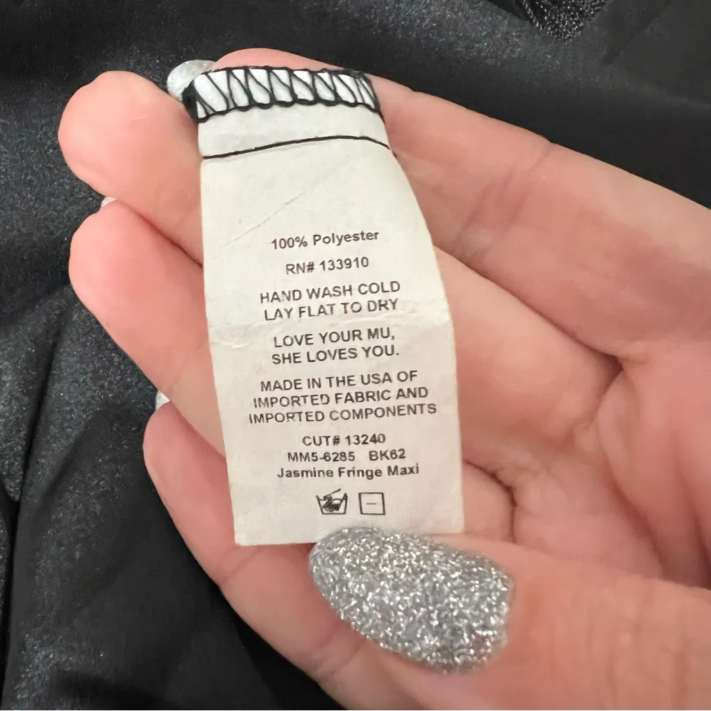 NEW NWOT Show Me Your Mumu Jasmine Fringe Halter Maxi Dress Black Luxe Satin - Image 13