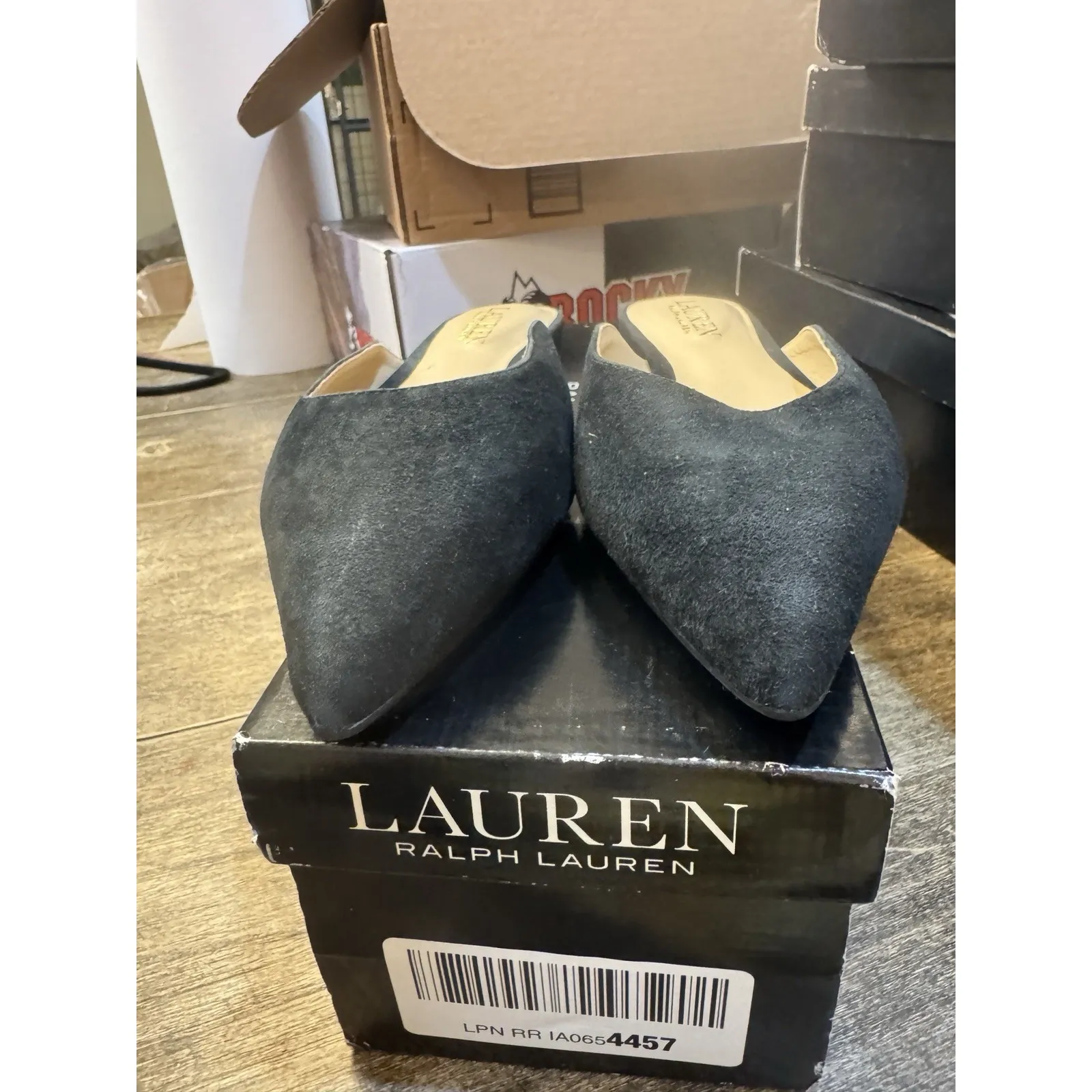Lauren RALPH LAUREN Womens NEW Londyn Black‎ Suede Mules Flats Size 6 - Image 4