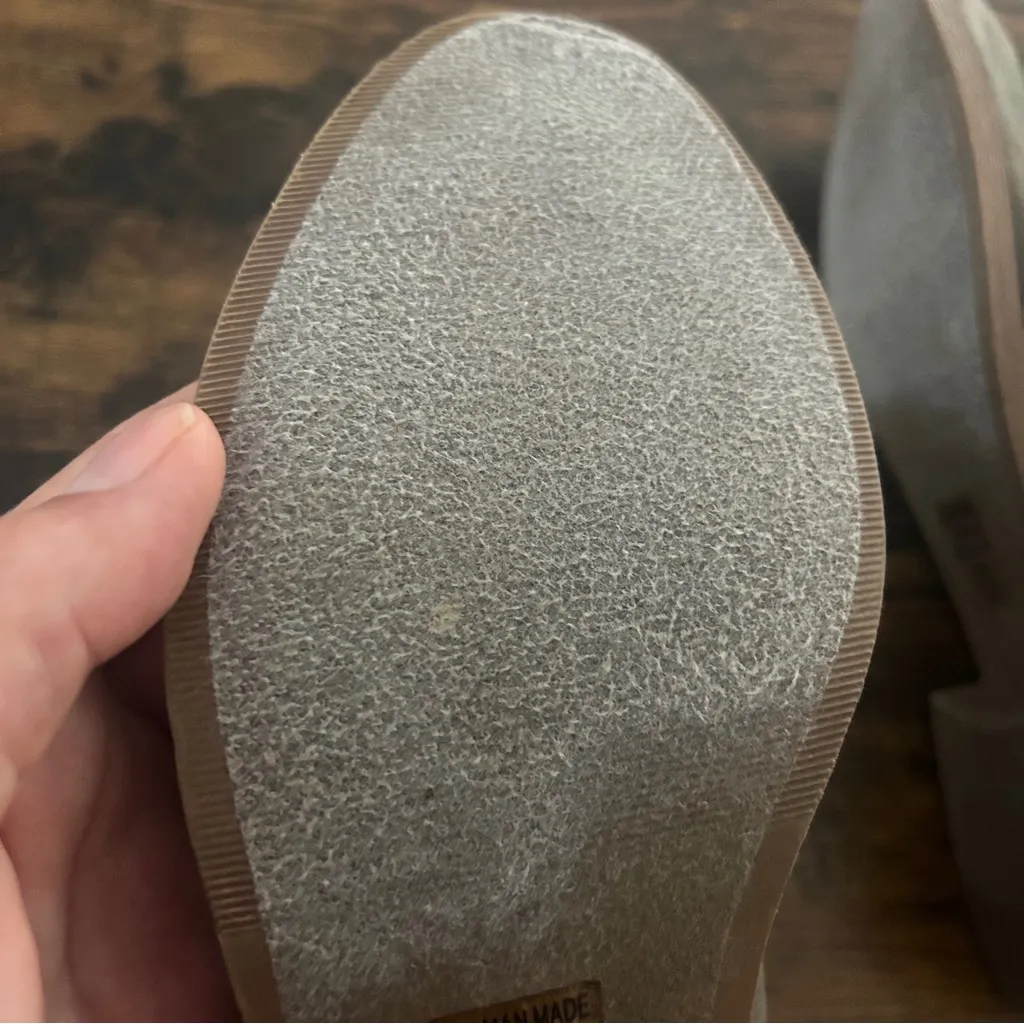 Stylish Gray Beige Tan Women's Ankle Boots Faux Suede Fall Neutral Casual 10 - Image 5