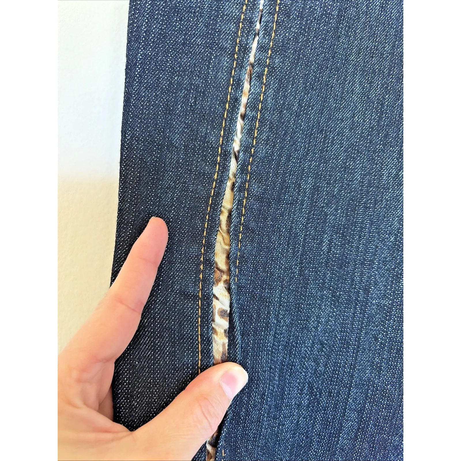 Boom Boom Jeans Dark Wash Animal Print Accent 5-Pocket Y2K Style Womens 14 - Image 5