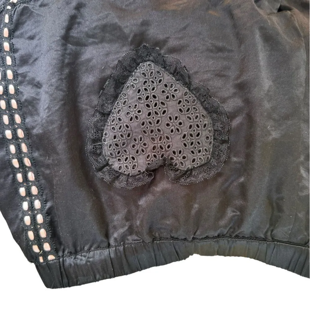 Morgan Lane Heart-Pocket Silk-Blend Sleep Shorts in Black S - Image 3