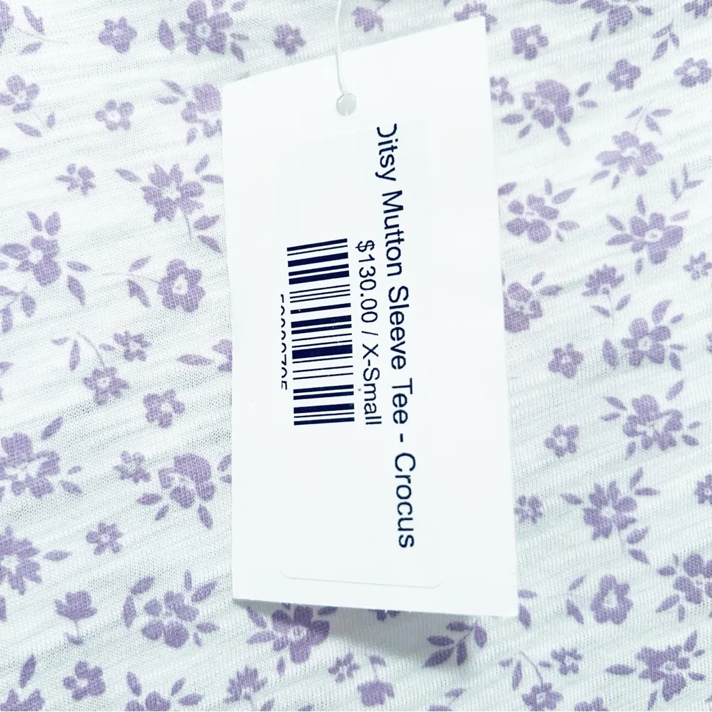 Goldie Lewinter Slub Ditsy‎ Mutton Puff Sleeve Knot Tee XS NWT - Image 4