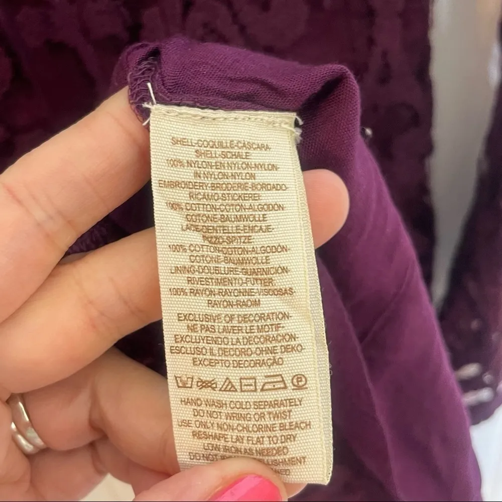 NEW Free People North Star Mini Dress Plum Lace Sz 2 -810 - Image 15