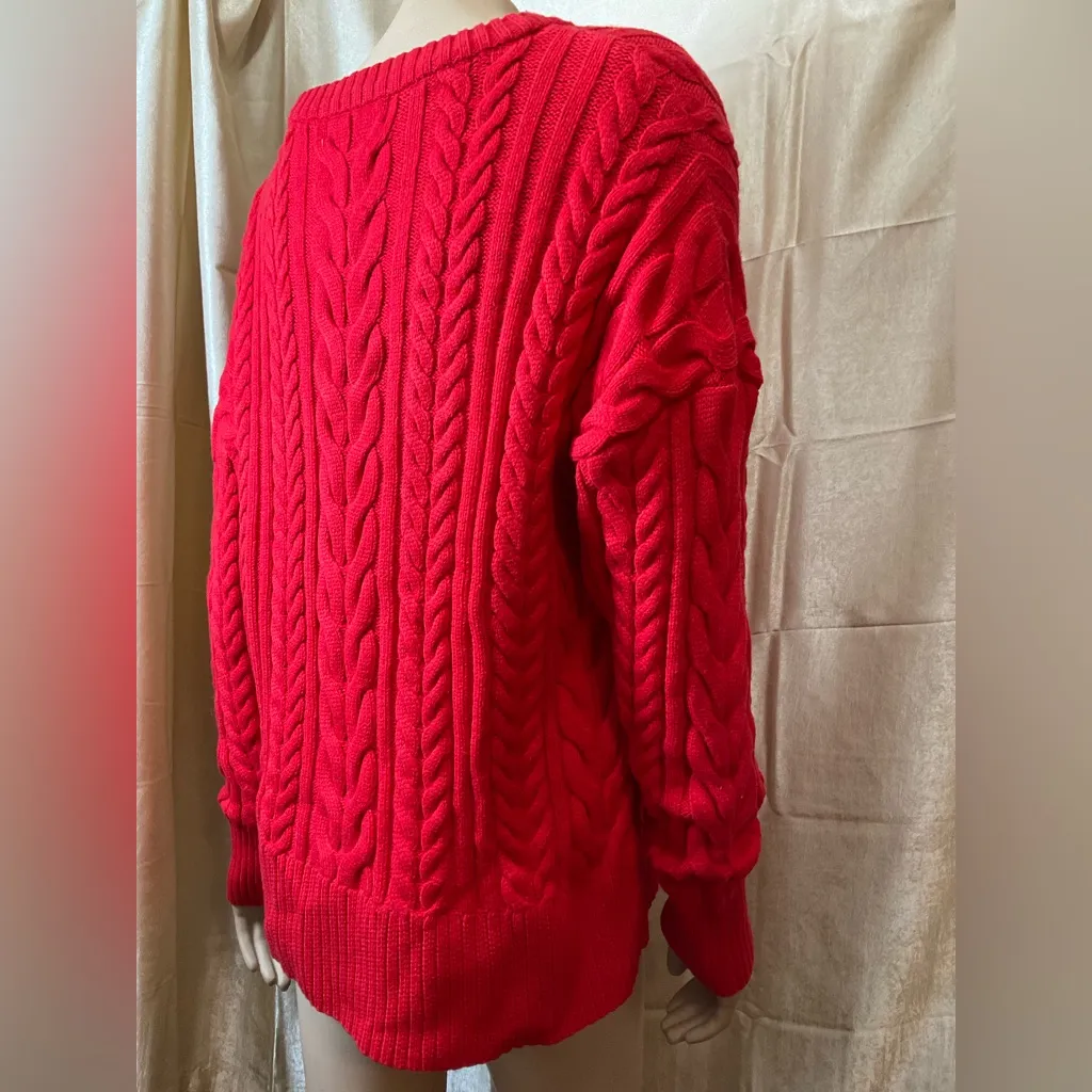 Philosophy Cable Knit Crew Neck Sweater in Red Apple, NWT - Image 12