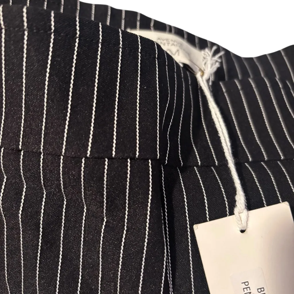 Avenue Montaigne Bellini Pencil Pinstripe Black White Flare Stretch Pants Sz 4 - Image 9