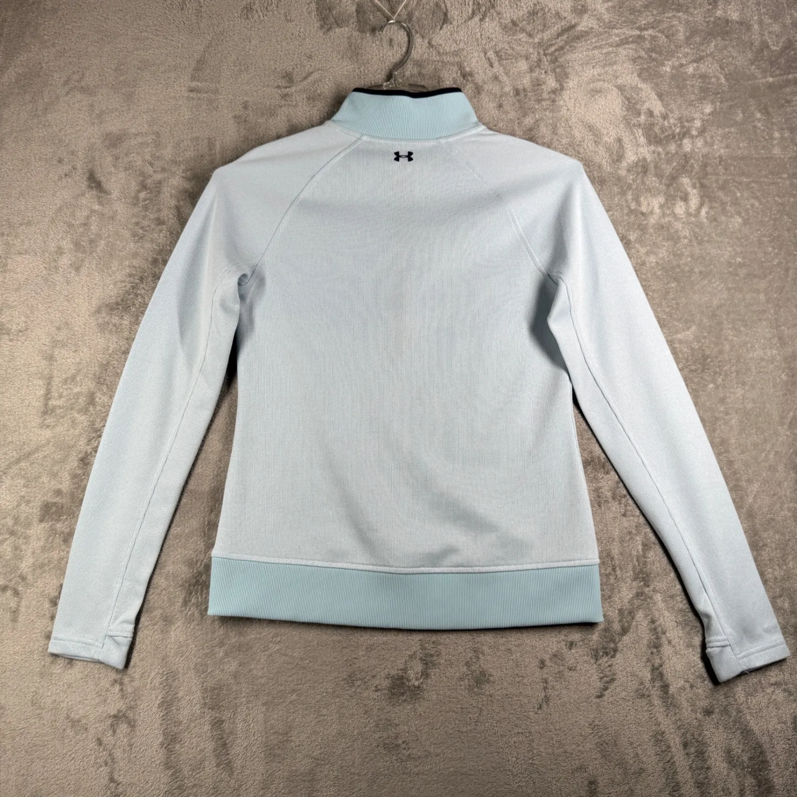 Under Armour Top Pullover ColdGear Fitted Half Zip Athletic Casual‎ Blue Small - Image 4